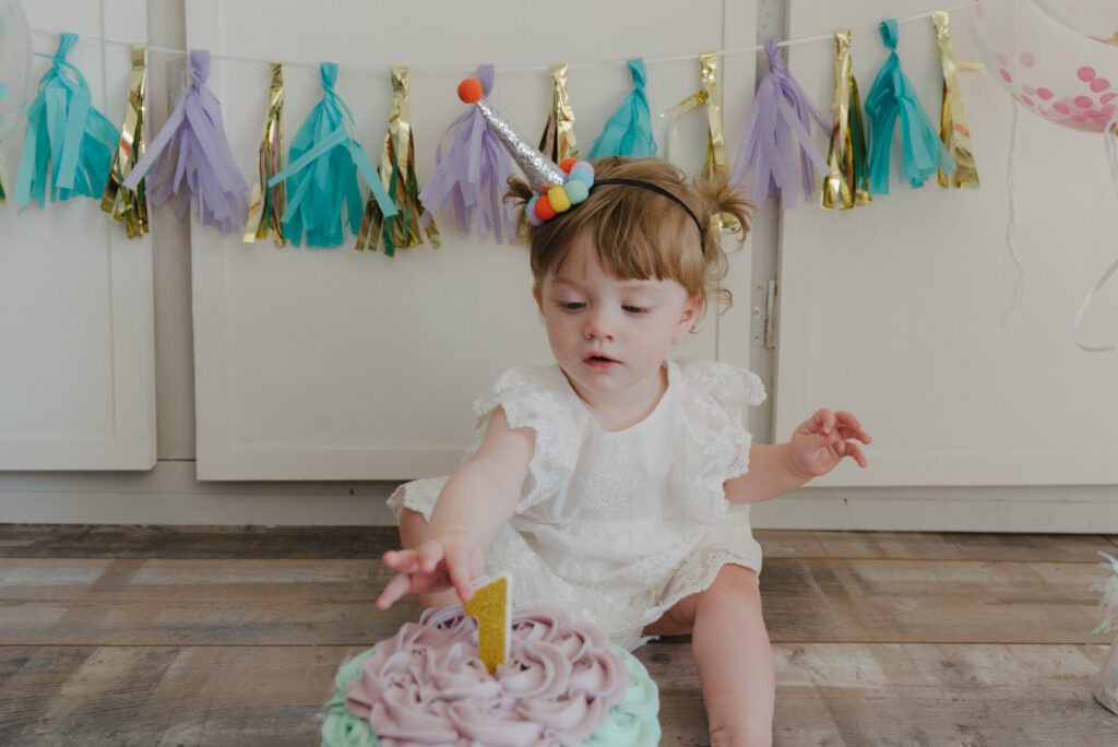 colourful cake smash photography Glasgow, Scotland
