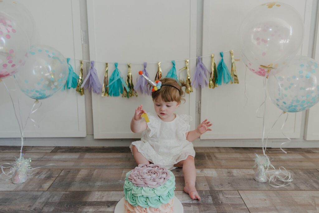 colourful cake smash photography Glasgow, Scotland
