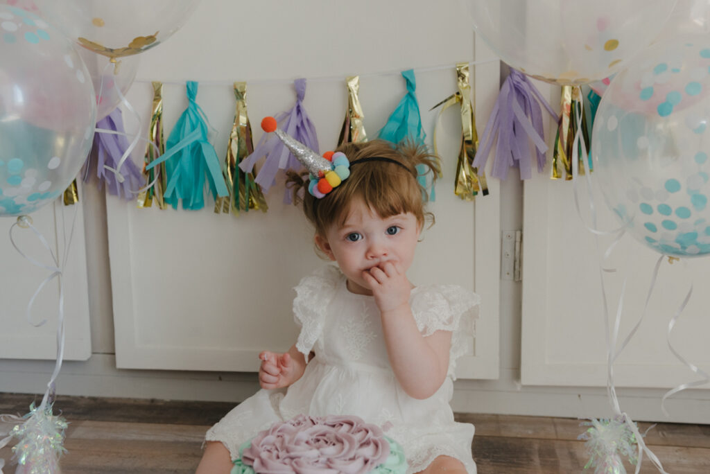 colourful cake smash photography Glasgow, Scotland