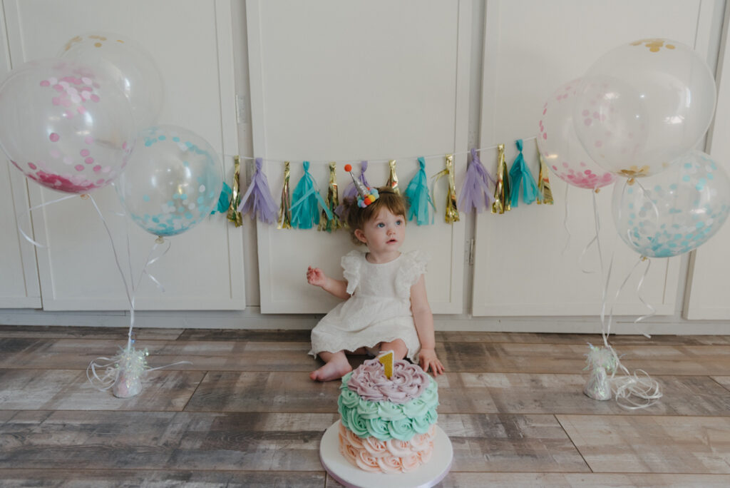 colourful cake smash photography Glasgow, Scotland