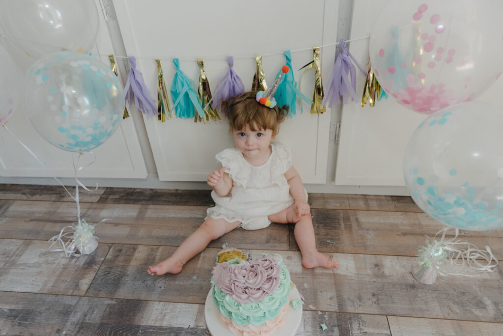 colourful cake smash photography Glasgow, Scotland