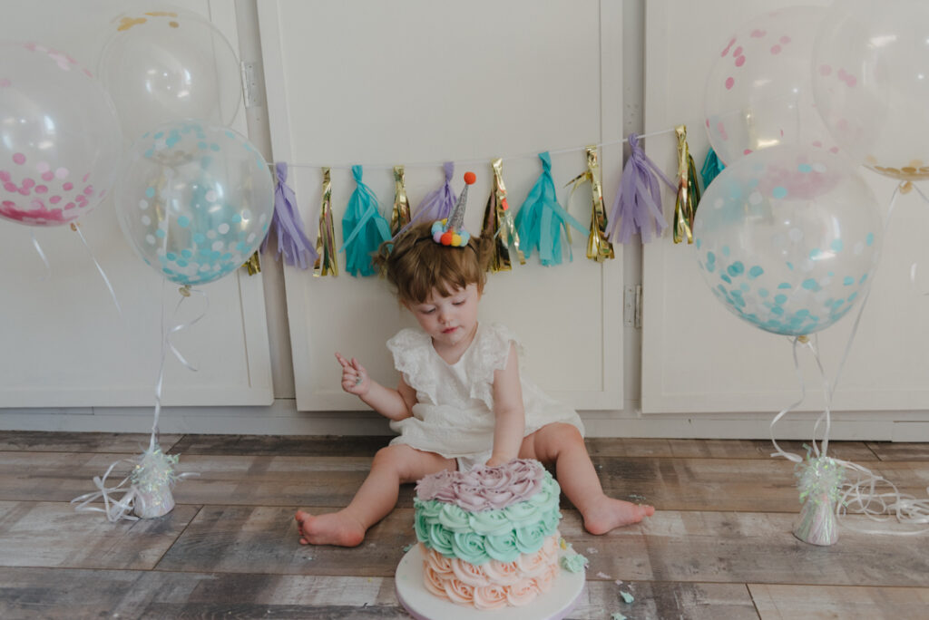 colourful cake smash photography Glasgow, Scotland