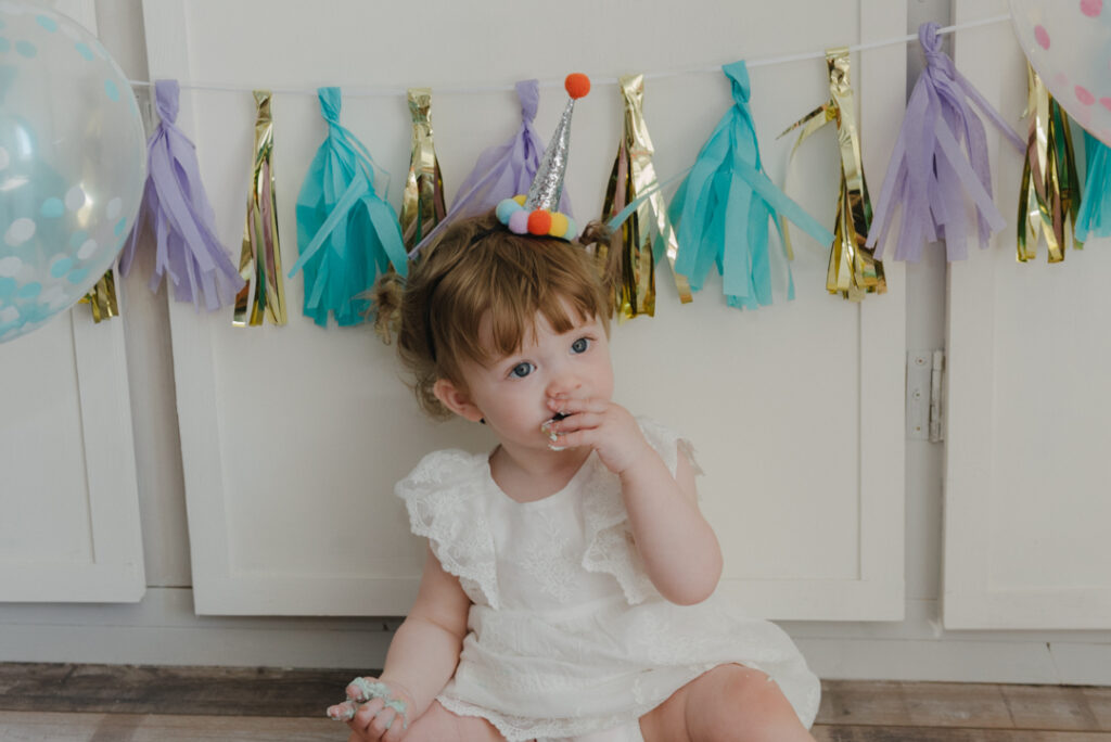 colourful cake smash photography Glasgow, Scotland