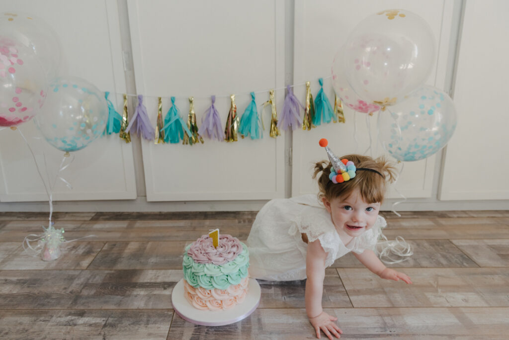 colourful cake smash photography Glasgow, Scotland