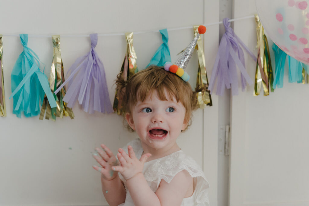 colourful cake smash photography Glasgow, Scotland