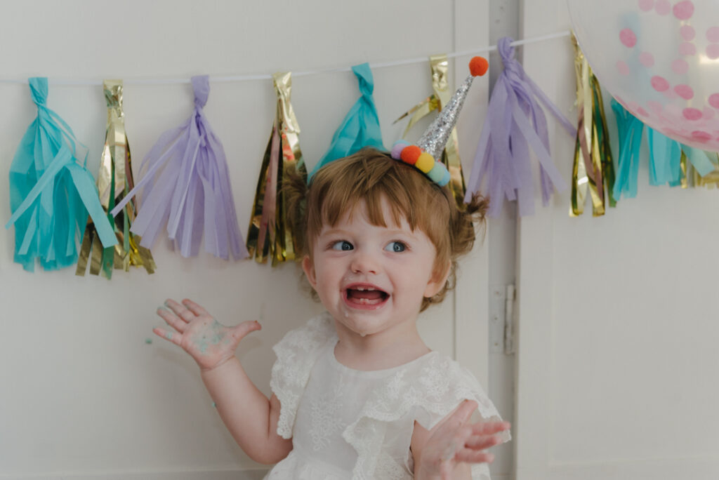 colourful cake smash photography Glasgow, Scotland