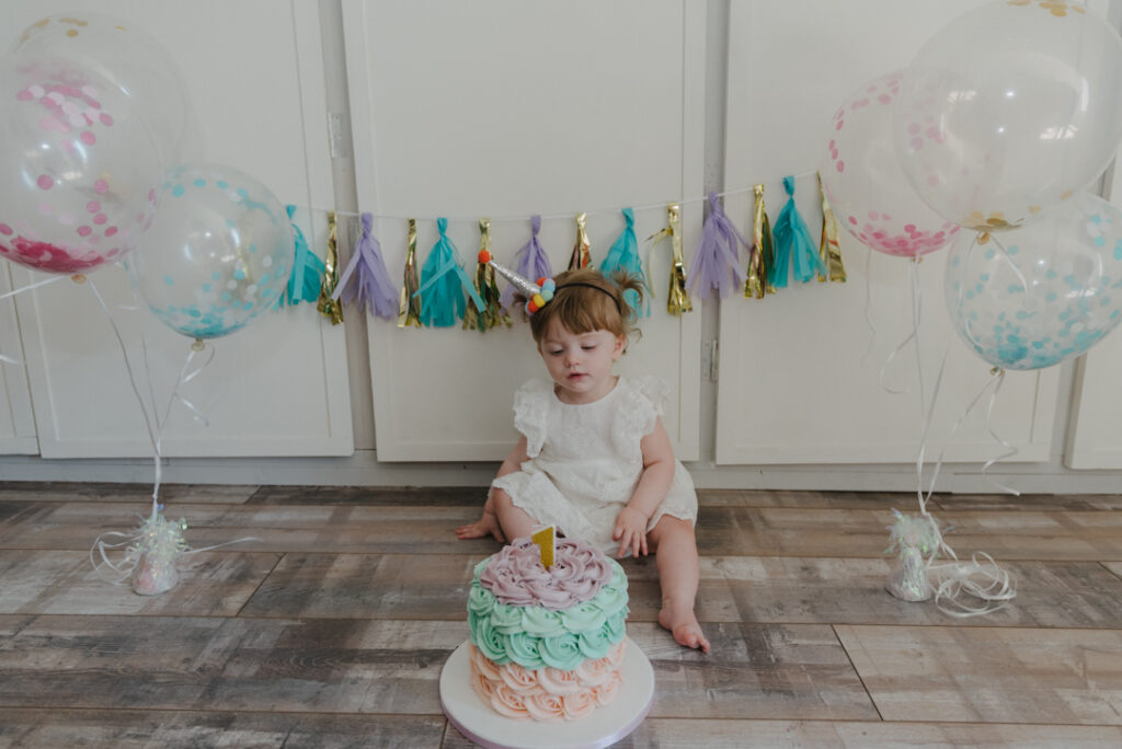 colourful cake smash photography Glasgow, Scotland