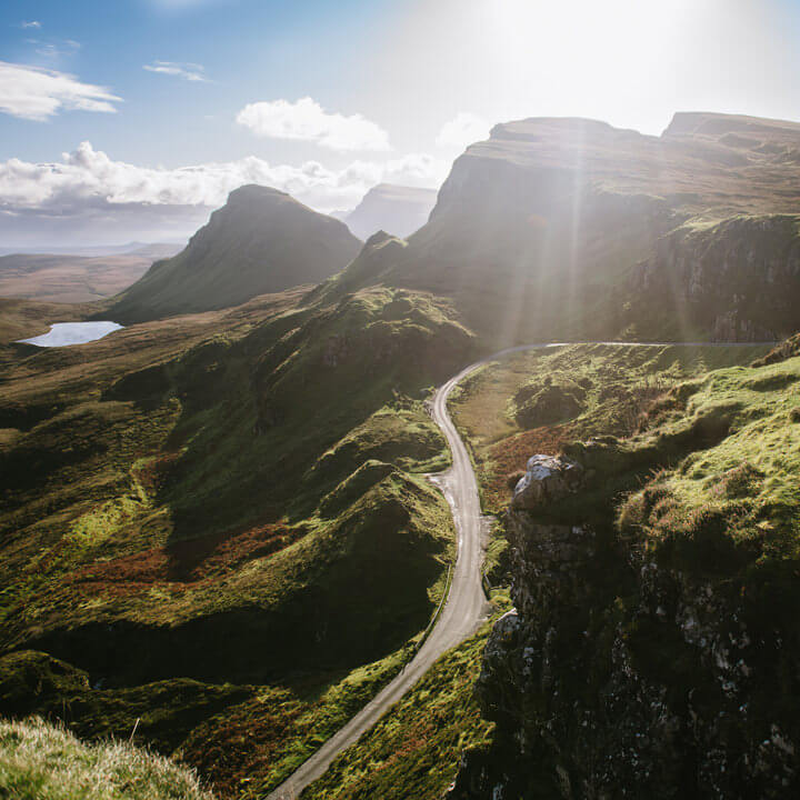 Scotland Elopement Photographer Isle of Skye winding road through mountains