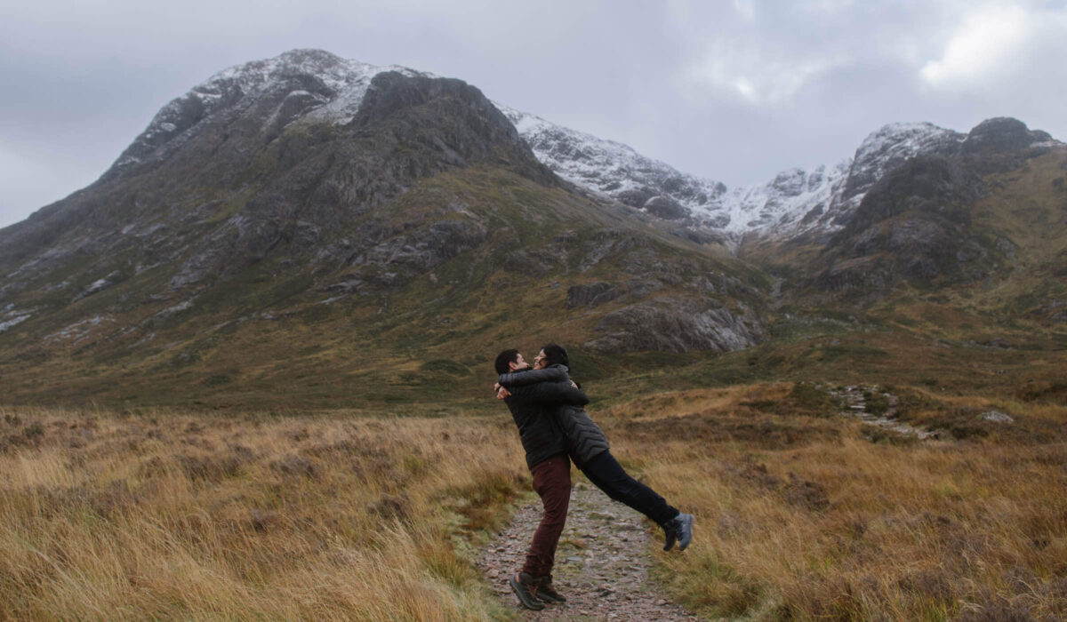 Adventure Session Photography photoshoot glencoe couple mountains dancing